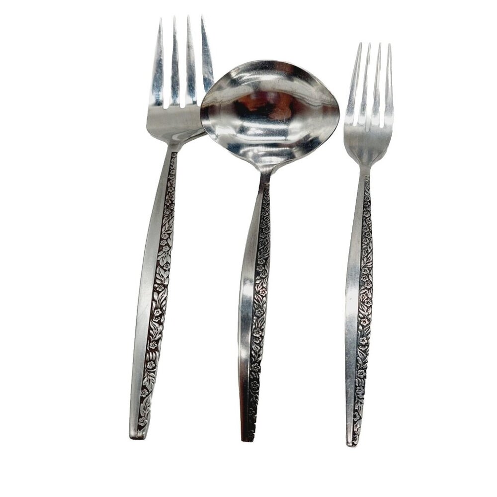 MCM Coventry Bouquet Stainless Japan Serving Fork Dinner Fork Gravy Ladle